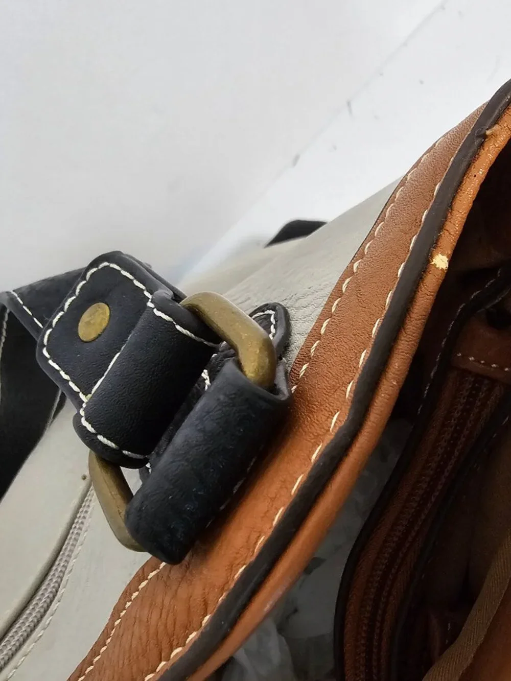BOC Shoulder Bag Patchwork Boho Faux Leather Brown Black